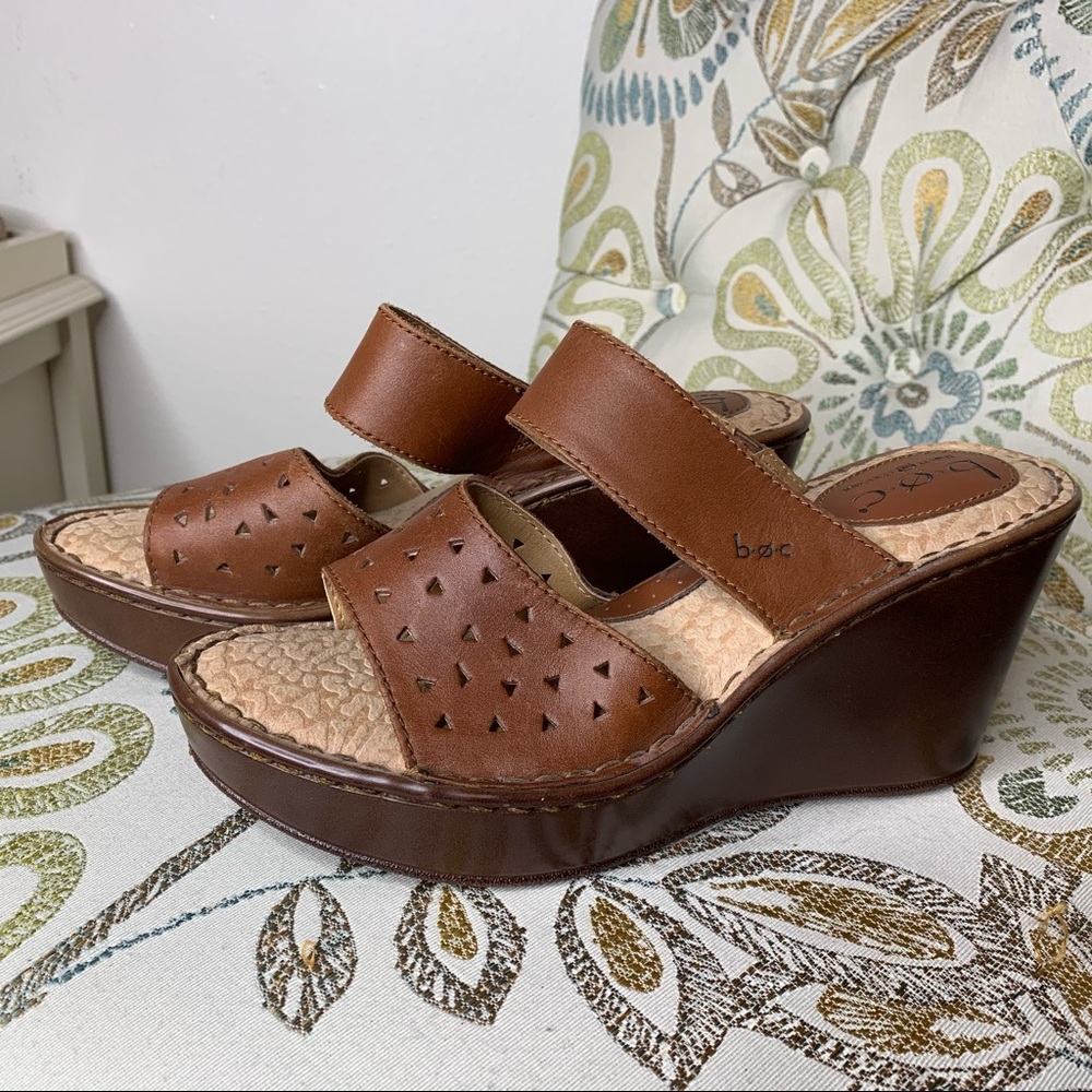 BOC Born Strap Sandals Shoes Wedge Leather Size 8 - Picture 1 of 5